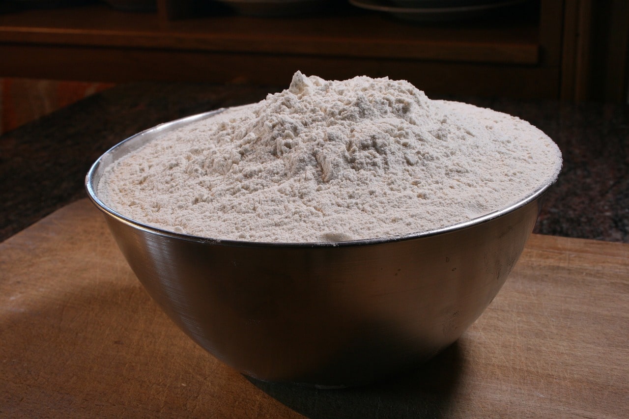 white flour bowl
